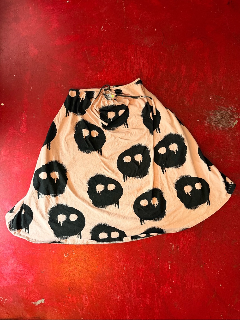 nununu Pink girls halter Dress with Black Graphic Faces